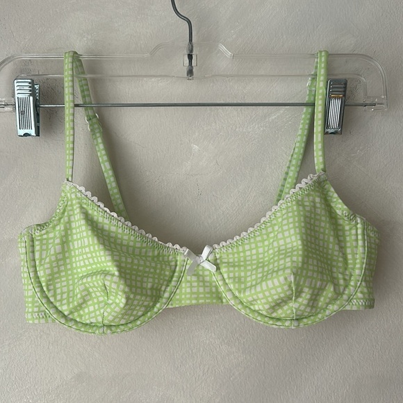 Solid & Striped The Daphne Gingham Underwire Bikini Top green size small - Picture 2 of 9
